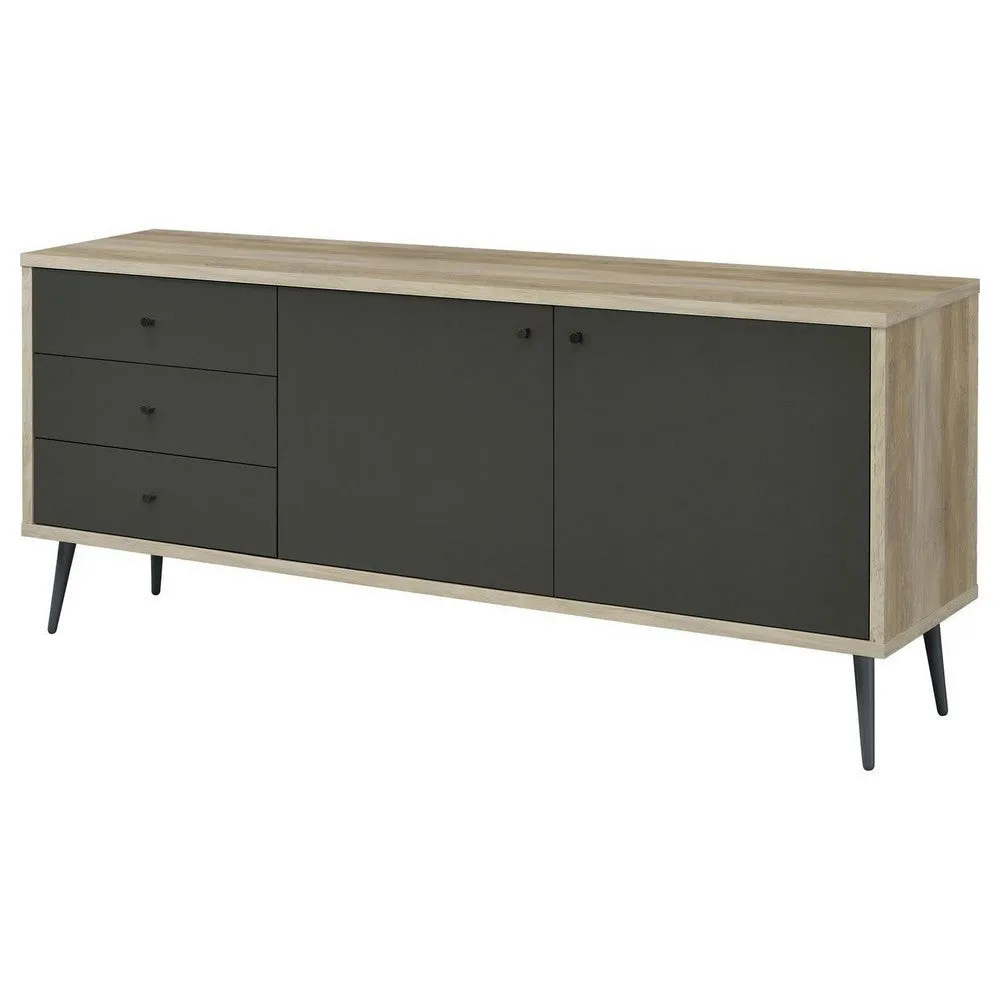 71 Inch Sideboard Console Cabinet, 2 Doors, 2 Shelves, 3 Drawers, Gray By Casagear Home