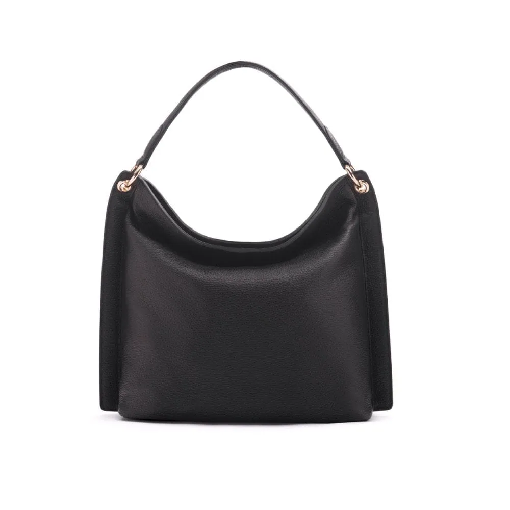 Carol Ann Slouchy Leather Shoulder Bag - Black