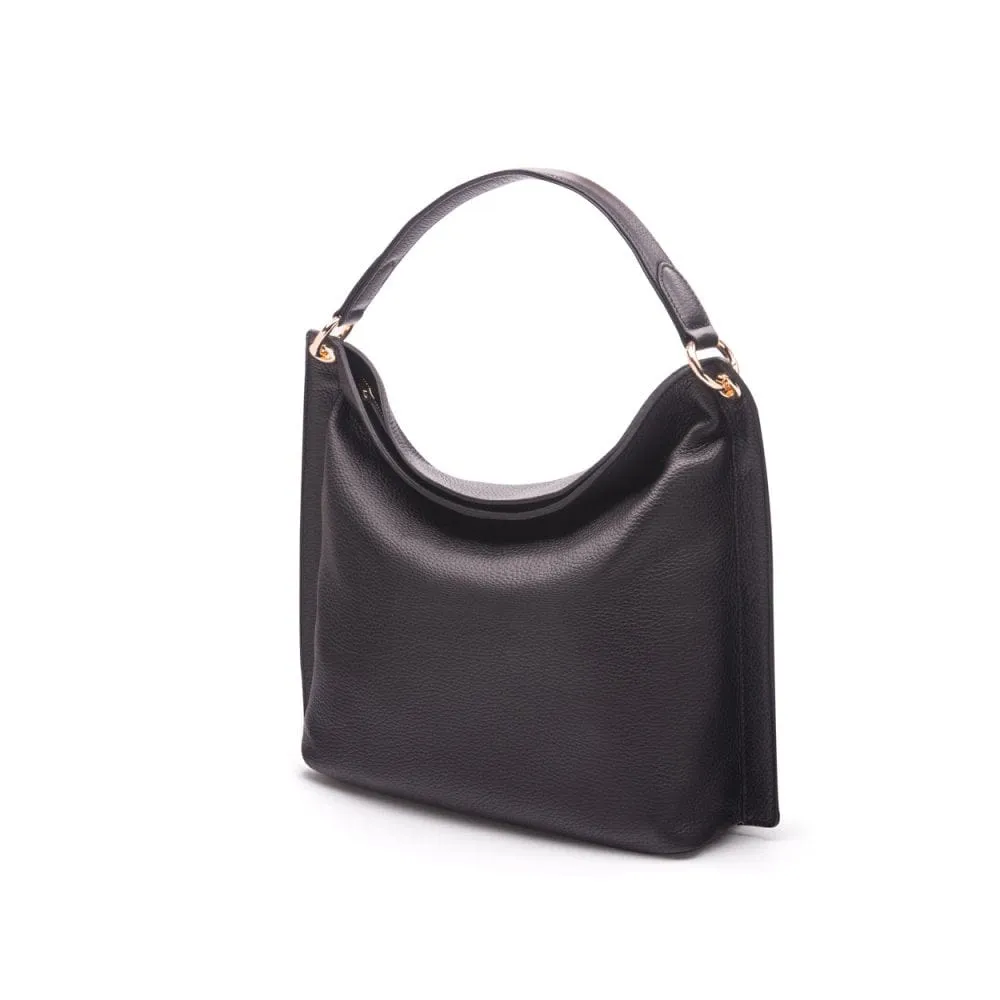 Carol Ann Slouchy Leather Shoulder Bag - Black