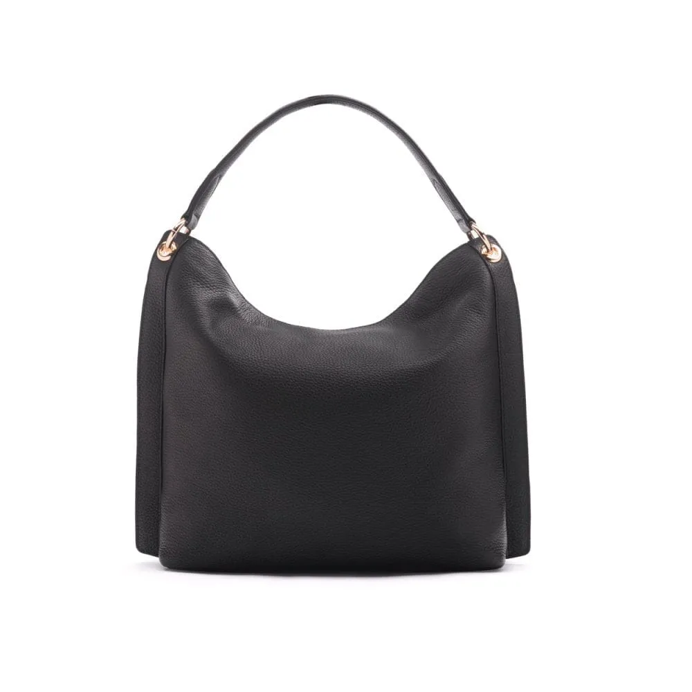 Carol Ann Slouchy Leather Shoulder Bag - Black