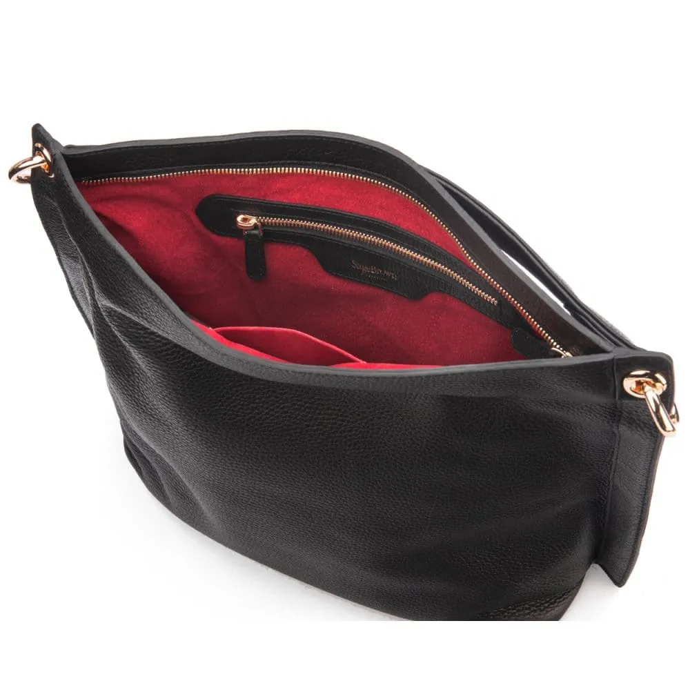 Carol Ann Slouchy Leather Shoulder Bag - Black