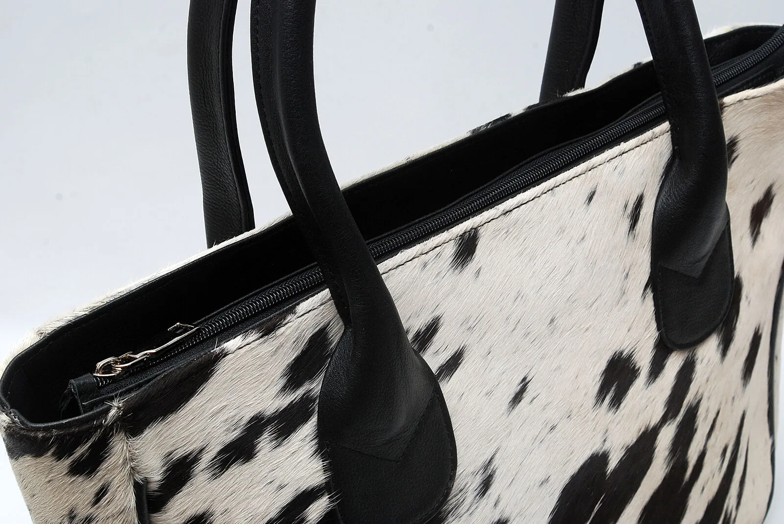 Classic Black White Hair On Cowhide Shoulder Bag