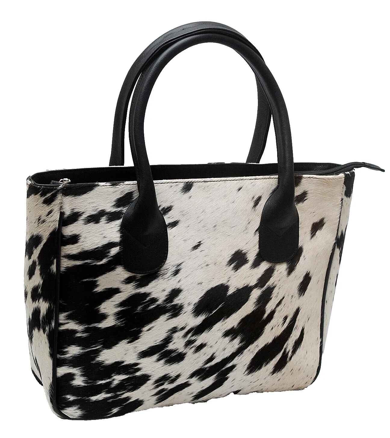 Classic Black White Hair On Cowhide Shoulder Bag