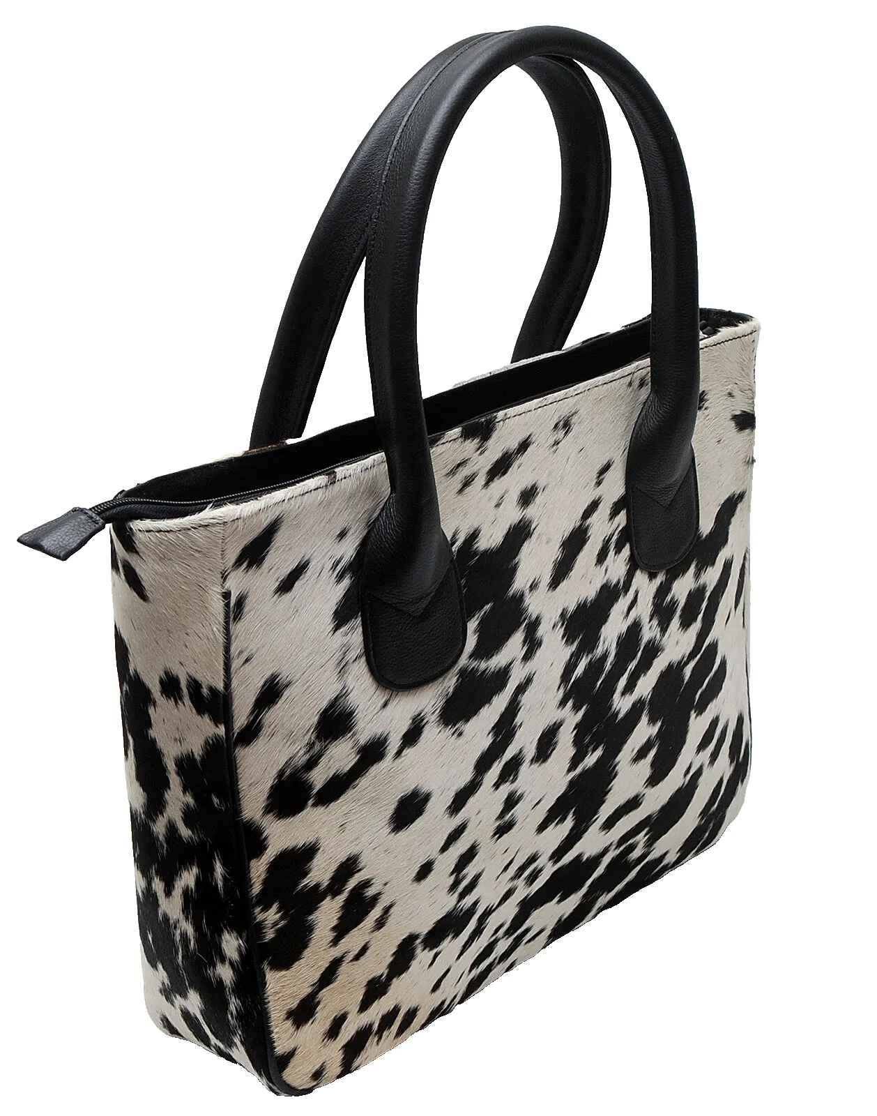 Classic Black White Hair On Cowhide Shoulder Bag