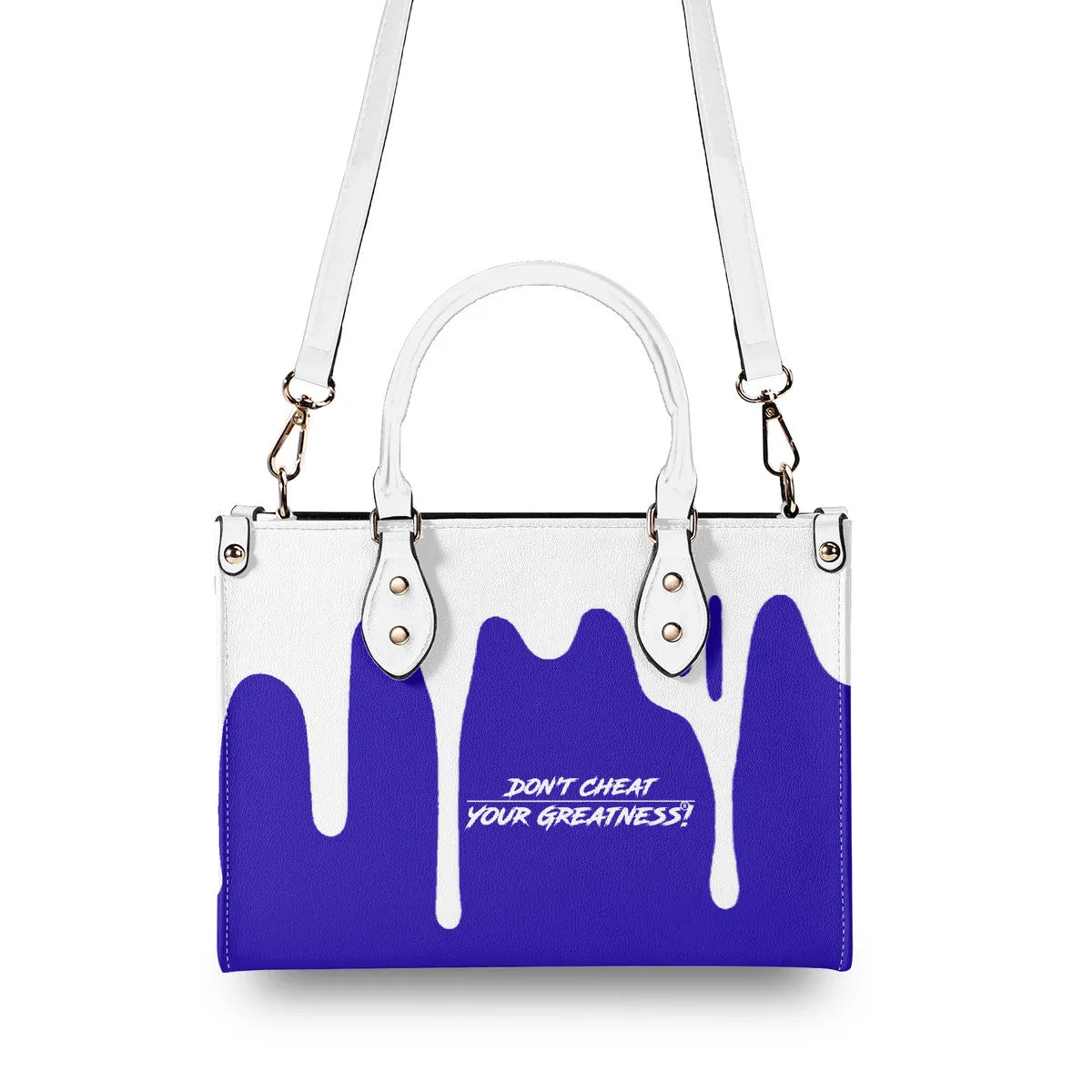 DRIP LO White Logo & Purple Multiple Sizes Upgraded Luxury Women PU Leather Handbag
