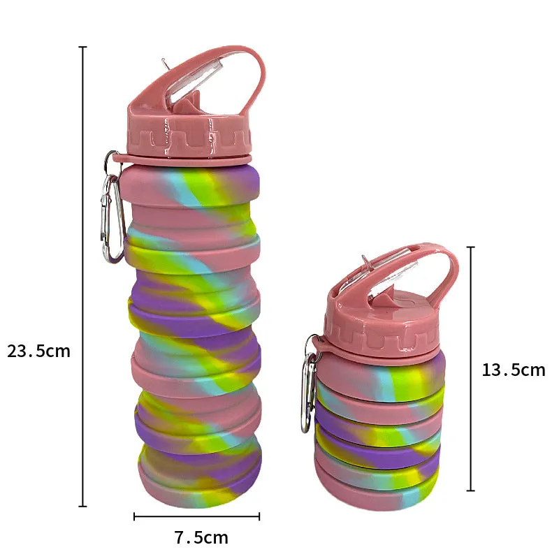 New silicone folding telescopic sports water bottle outdoor travel folding camouflage water cup