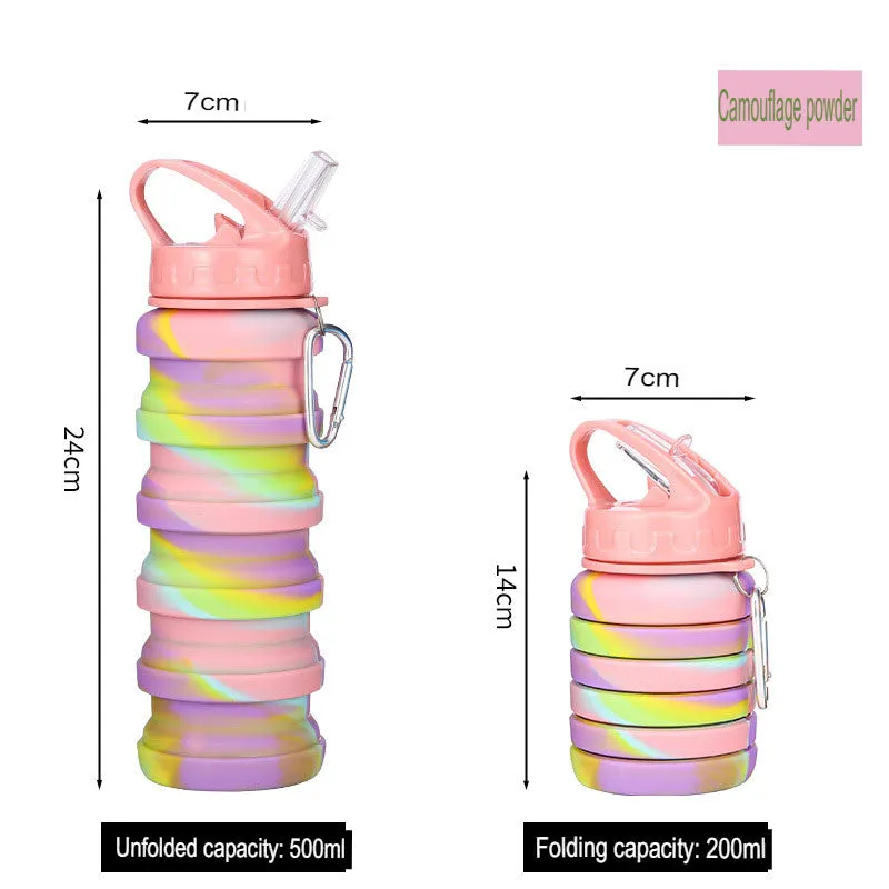 New silicone folding telescopic sports water bottle outdoor travel folding camouflage water cup