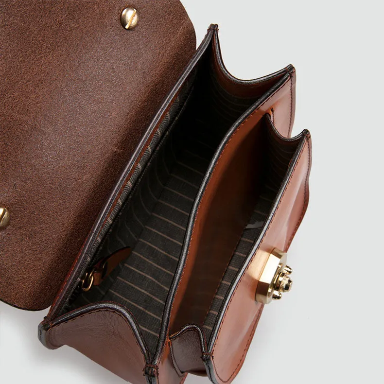 Quilted Ladies Genuine Leather Satchel Handbags Shoulder Bag Small Purse for Women