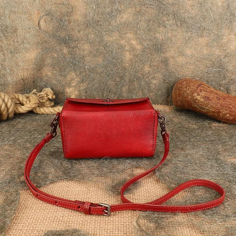 Small Ladies Brown Leather Satchel Bag Side Bags For Women