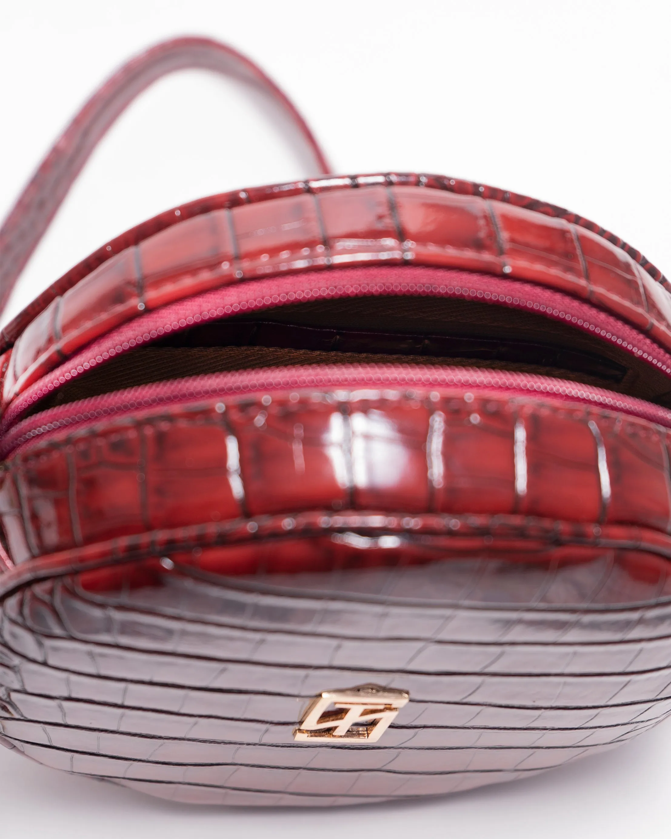 Snake Leather Round Cross Bag