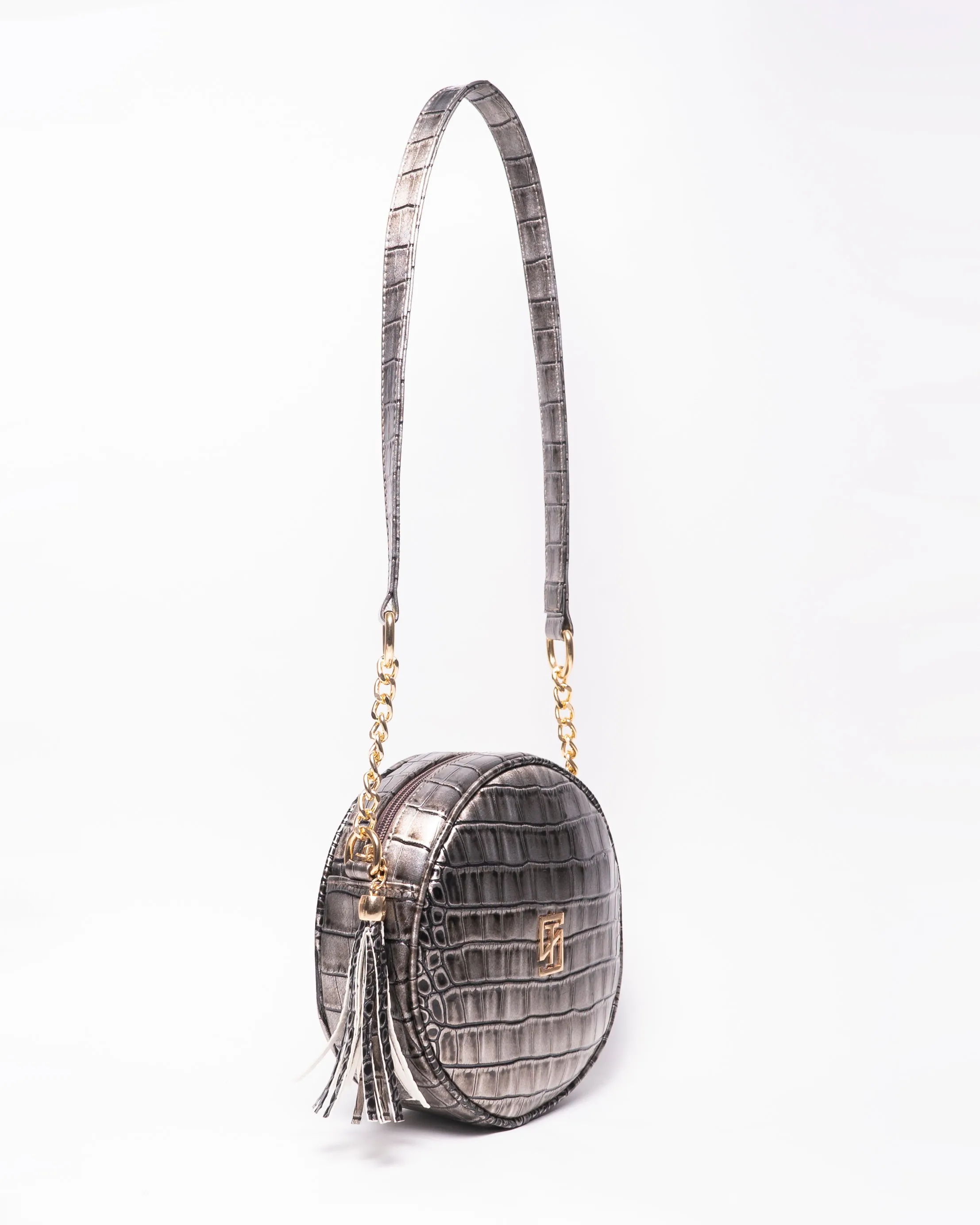 Snake Leather Round Cross Bag