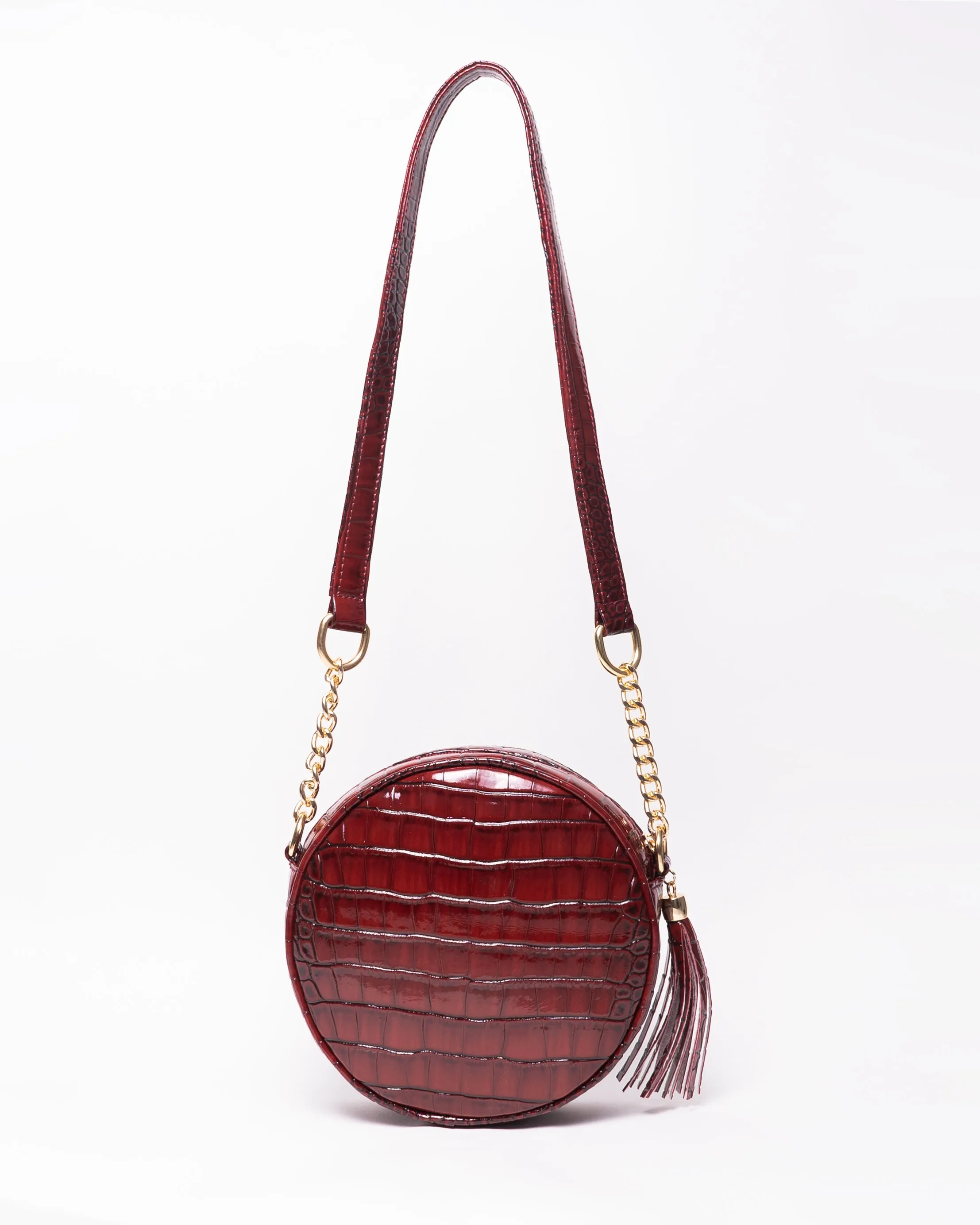 Snake Leather Round Cross Bag