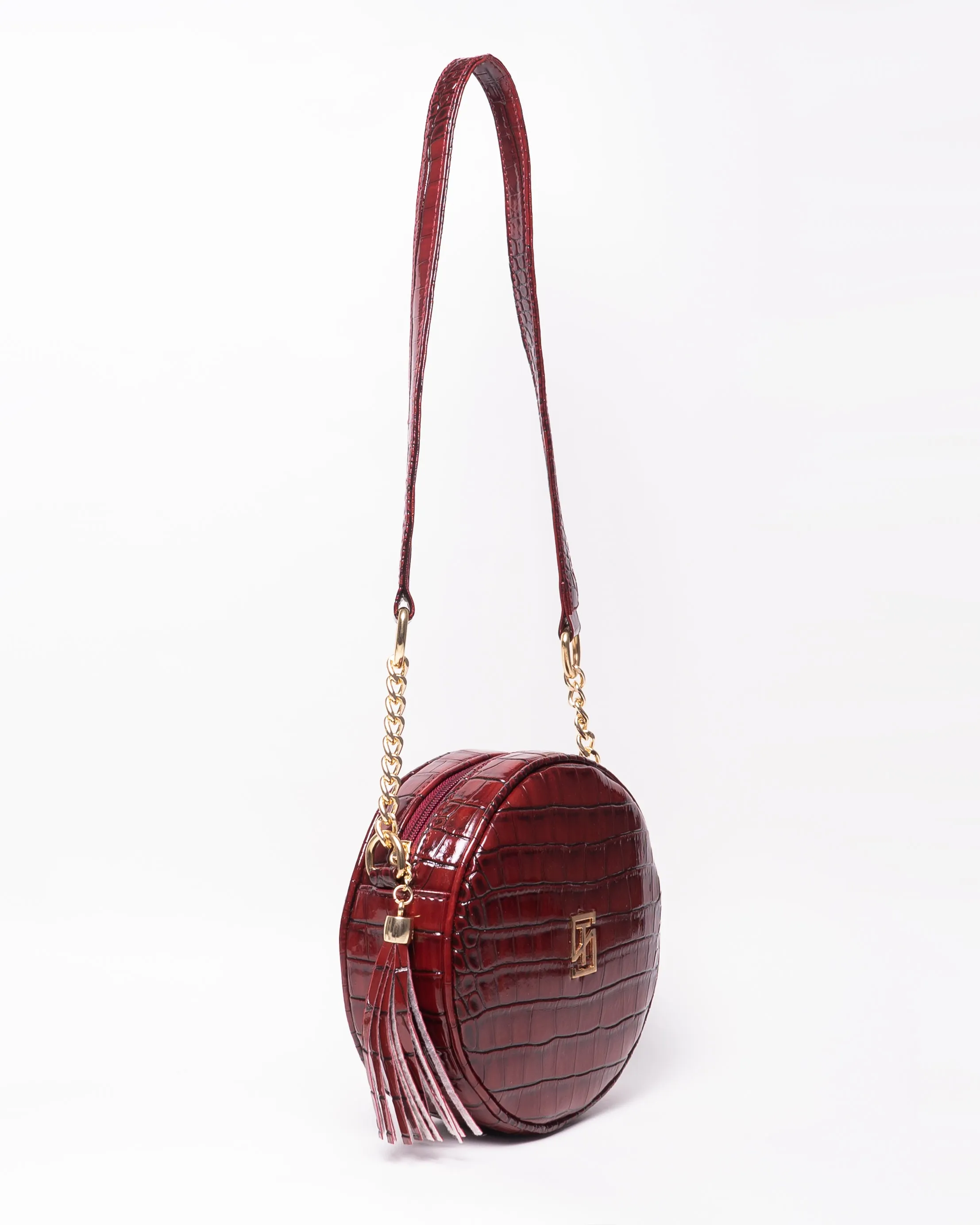 Snake Leather Round Cross Bag